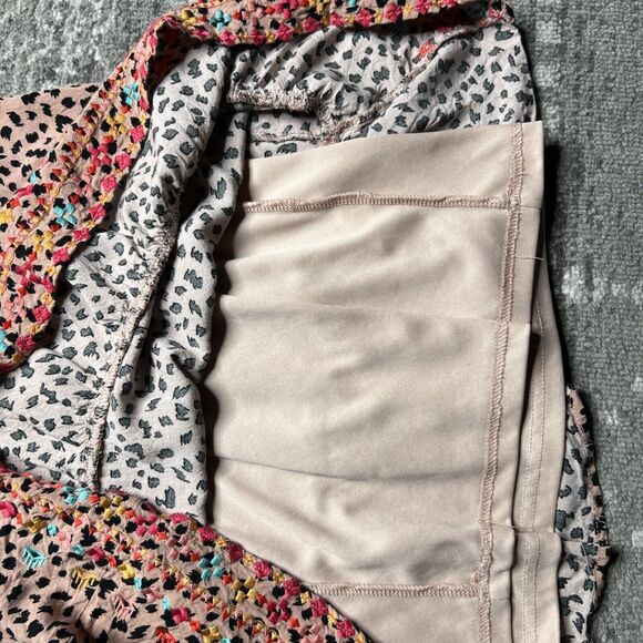 Savanna Jane Tiered Dress Size 1X Short Sleeve Leopard Print Embroidered Boho - Picture 6 of 8